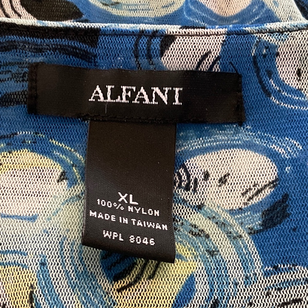 ALFANI Blue Black Lightweight Layered Blouse Size Extra Large - Picture 10 of 11